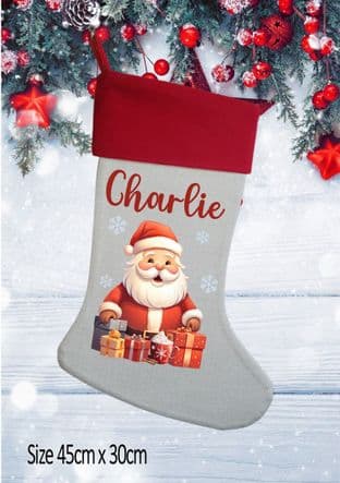 Personalised Cute Santa Christmas Stocking