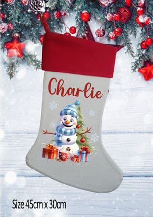 Personalised Cute Snowman Christmas Stocking