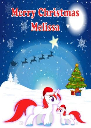 Personalised Cute Unicorns Christmas Card