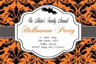 Personalised Damask Halloween Invitation