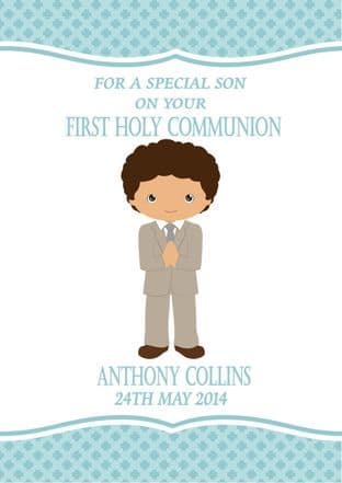 Personalised Dark Skin Boy Communion Card