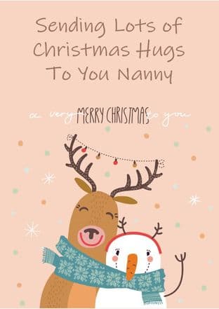 Personalised Deer & Snowman Christmas Hugs Christmas Card