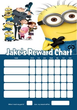 Personalised Despicable Me Minions Reward Chart (adding photo option available)