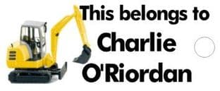 Personalised Digger Keyring School Bag Name Tag