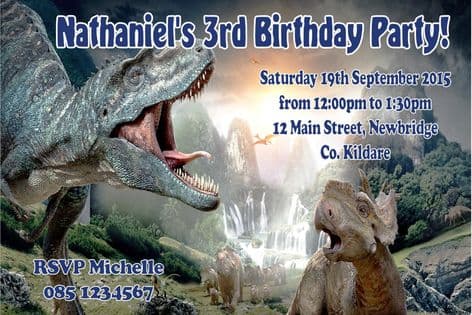 Personalised Dinosaur Theme Invitations Design 3