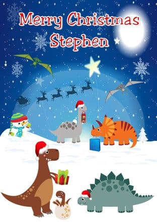 Personalised Dinosaurs Christmas Card