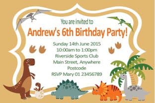 Personalised Dinosaurs Invitations Design 1