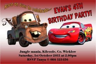 Personalised Disney Cars Invitations Design 1