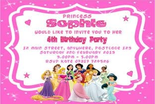 Personalised Disney Princess Invitations Design 2