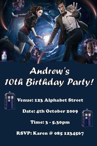 Personalised Doctor Who Invitations