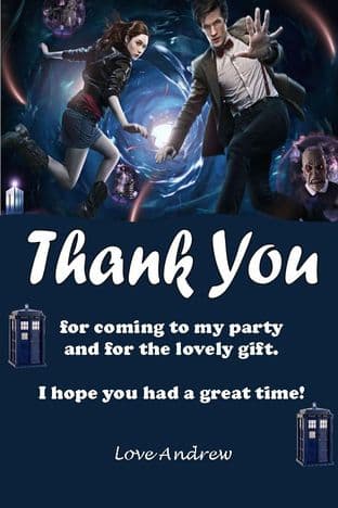 Personalised Doctor Who Thank You Cards