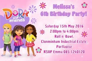 Personalised Dora and Friends Invitations