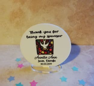 Personalised Dove Thank you for being my Sponsor Standing Circle Plaque