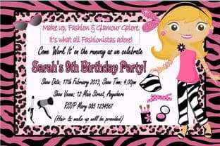 Personalised Dressing Up Fashion Make up Theme Invitation
