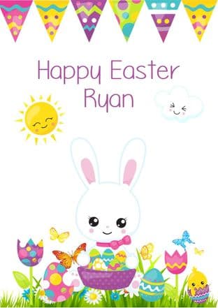 Personalised Easter Bunny Bunting Easter Card