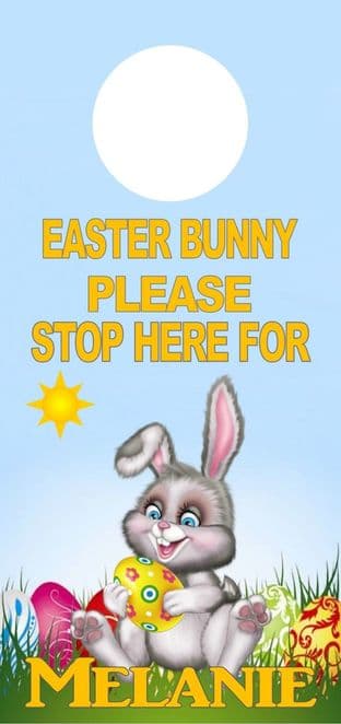 Personalised Easter Bunny Stop Here Door Sign