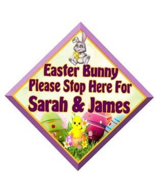 Personalised Easter Bunny Stop Here Window Sign
