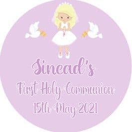 Personalised Edible Blonde Hair Girl Communion Cake Topper 3