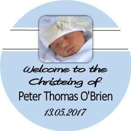 Personalised Edible Blue Christening Cake Topper Design 10