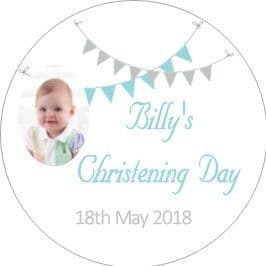 Personalised Edible Blue Christening Cake Topper Design 8