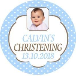 Personalised Edible Blue Christening Cake Topper Design 9