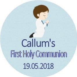 Personalised Edible Brown Hair Boy Communion Cake Topper 1