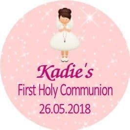 Personalised Edible Brown Hair Girl Communion Cake Topper 1