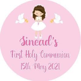 Personalised Edible Brown Hair Girl Communion Cake Topper 2