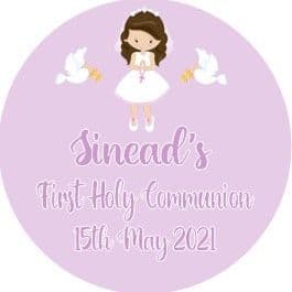 Personalised Edible Brown Hair Girl Communion Cake Topper 3