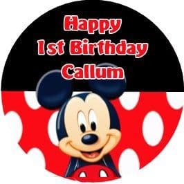 Personalised Edible Mickey Mouse Cake Topper