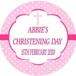 Personalised Edible Pink Christening Cake Topper Design 1