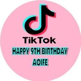Personalised Edible Pink TikTok Cake Topper