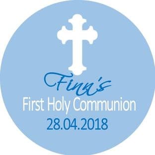 Personalised Edible White Cross Blue Communion Cake Topper