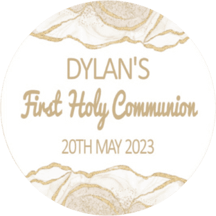 Personalised Edible White & Gold Communion Cake Topper