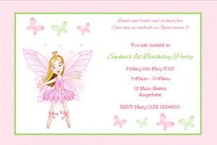 Personalised Fairy and Butterflies Invitations
