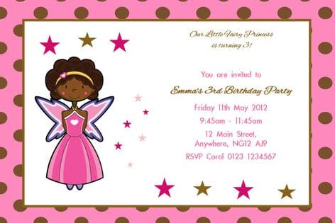 Personalised Fairy Polka Dot Invitations