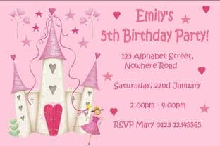 Personalised Fairy Princess Theme Invitations