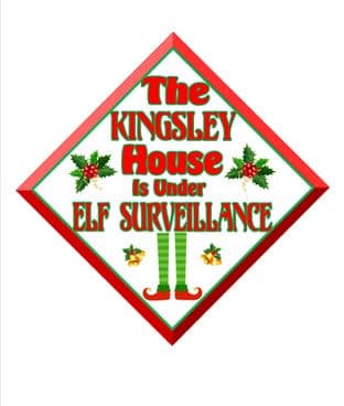 Personalised Family Name Under Elf Surveillance Window Sign