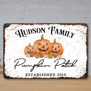 Personalised Faux Rusted Halloween Metal Pumpkin Patch