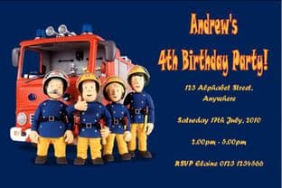 Personalised Fireman Sam Invitations