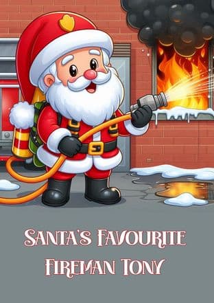 Personalised Fireman Santa Christmas Card