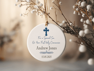 Personalised First Communion Blue Cross Keepsake Ornament