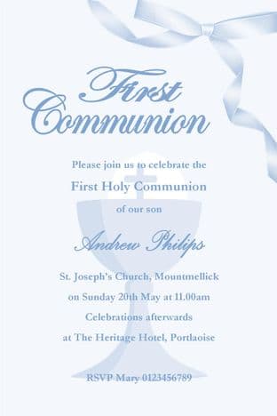 Personalised First Communion Invitations Boy New Design 1