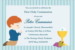 Personalised First Communion Invitations Boy New Design 11