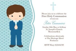 Personalised First Communion Invitations Boy New Design 2