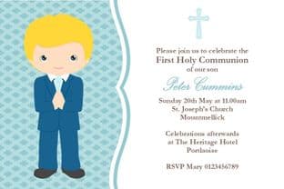 Personalised First Communion Invitations Boy New Design 4