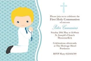 Personalised First Communion Invitations Boy New Design 6