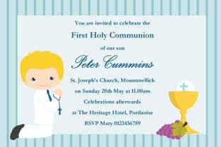 Personalised First Communion Invitations Boy New Design 7