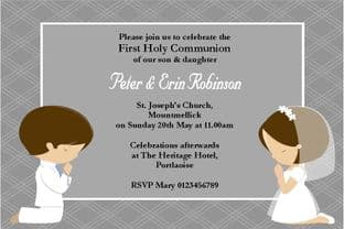 Personalised First Communion Invitations Daughter and Son Design 1