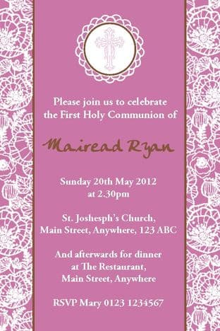 Personalised First Communion Invitations Daughter Design 7
